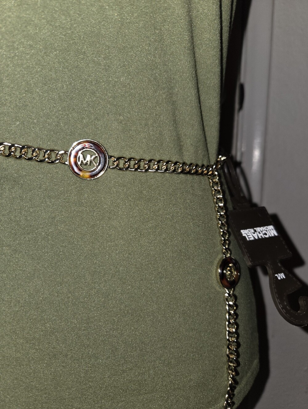 Michael Kors Gold Chain Waist Belt with Logo Medallions - Picture 2 of 3